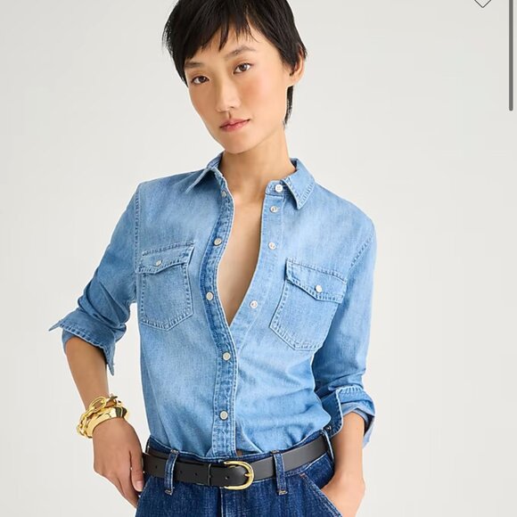 J Crew Chambray Button Down Shirt - Picture 2 of 7